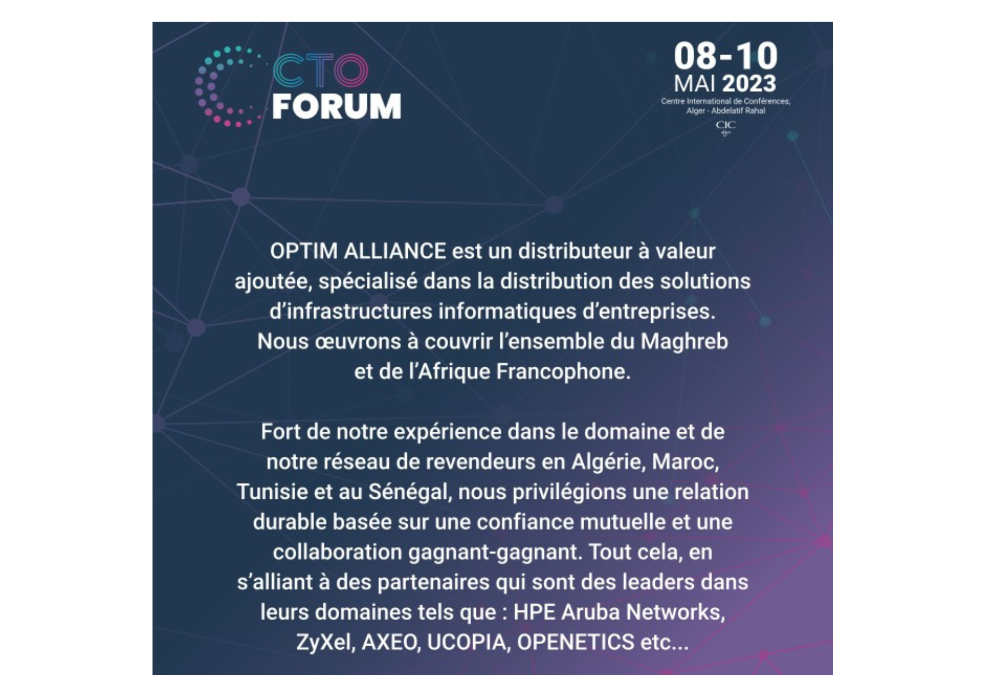 Optim Alliance au CTO Forum Algeria 2023